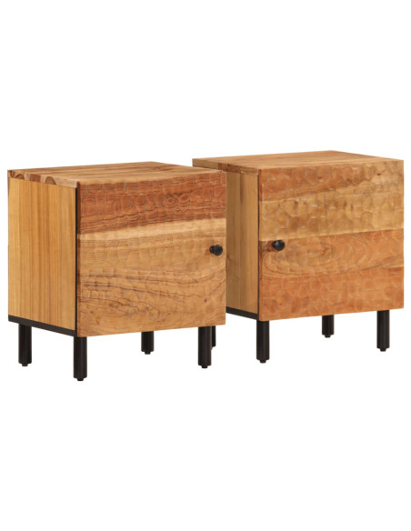 Comodini 2pz 40x33x46 cm in Legno Massello di Acacia