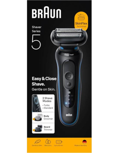 Braun Rasoio Elettrico Serie 5 Wet&Dry 3 Lame 52-B1650S Blu