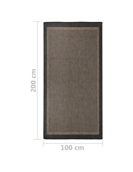 Tappeto da Esterni a Tessitura Piatta 100x200 cm Marrone Scuro