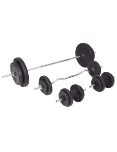 Panca Multifunzione con Bilanciere e Set di Manubri 90 kg