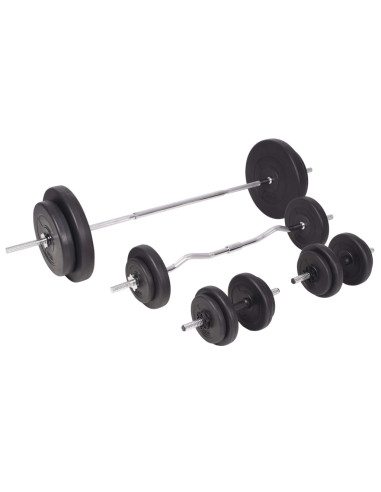 Panca Multifunzione con Bilanciere e Set di Manubri 90 kg
