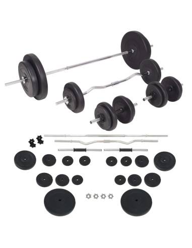 Panca Multifunzione con Bilanciere e Set di Manubri 90 kg