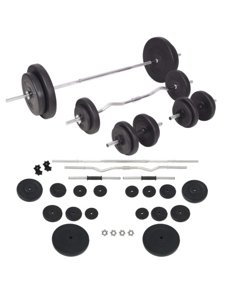 Panca Multifunzione con Bilanciere e Set di Manubri 90 kg