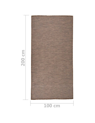 Tappeto da Esterni a Tessitura Piatta 100x200 cm Marrone