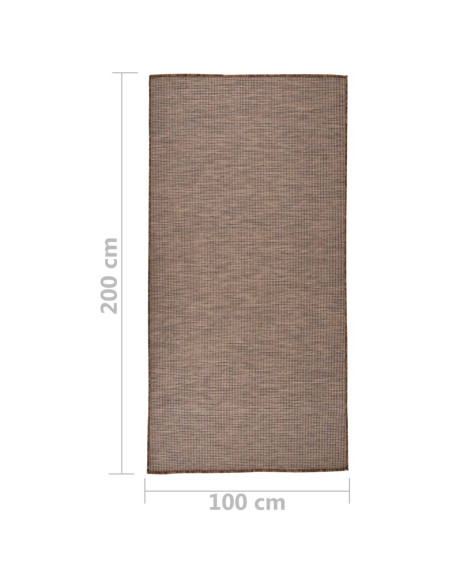 Tappeto da Esterni a Tessitura Piatta 100x200 cm Marrone