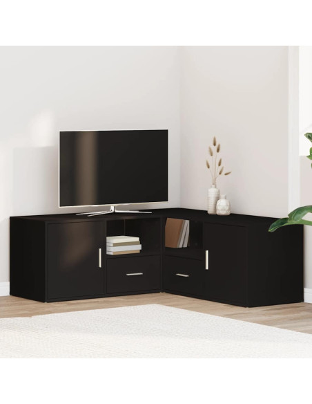 Mobile Angolare Nero 200x40x45 cm in Truciolato