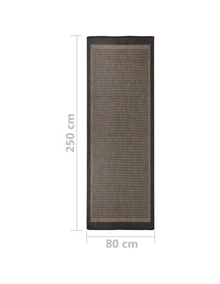 Tappeto da Esterni a Tessitura Piatta 80x250 cm Marrone Scuro