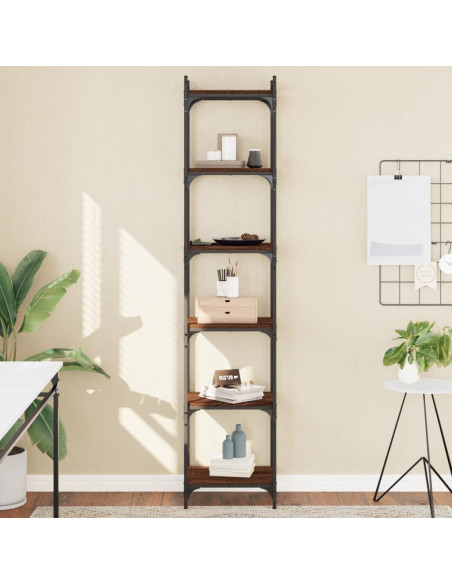 Libreria 6 Ripiani Rovere Marrone 40x30x188cm Legno Multistrato