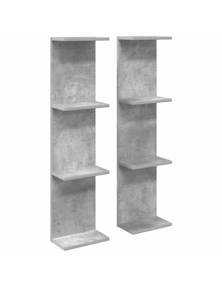 Scaffale da parete 2 pcs Grigio Cemento 25 x 15 x 100 cm