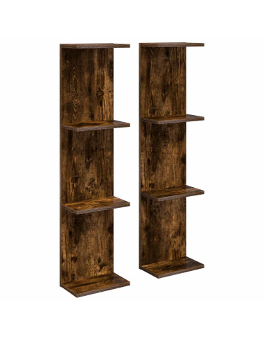 Scaffale da parete 2 pcs Rovere Fumo 25 x 15 x 100 cm