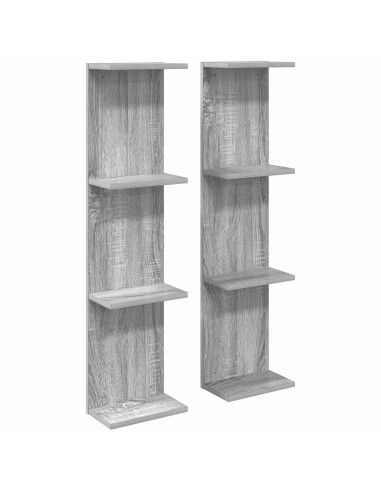 Scaffale da parete 2 pcs Sonoma grigio 25 x 15 x 100 cm