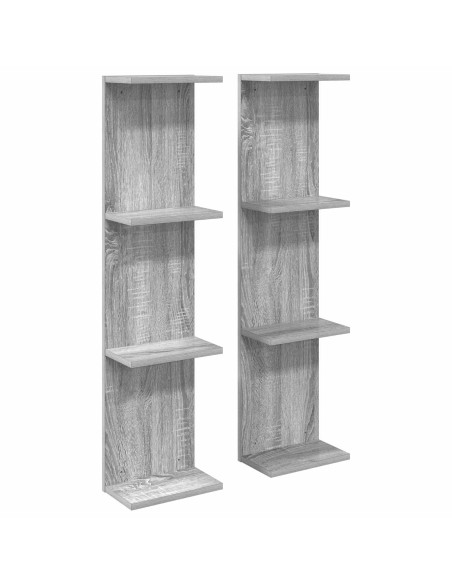 Scaffale da parete 2 pcs Sonoma grigio 25 x 15 x 100 cm