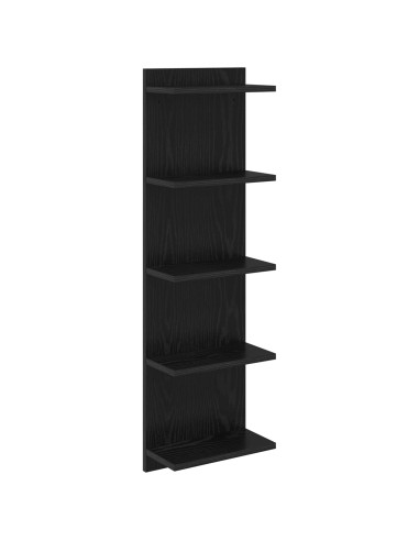 Scaffale da parete Rovere Nero 30 x 15 x 100 cm