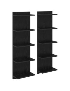 Scaffale da parete 2 pcs Rovere Nero 30 x 15 x 100 cm