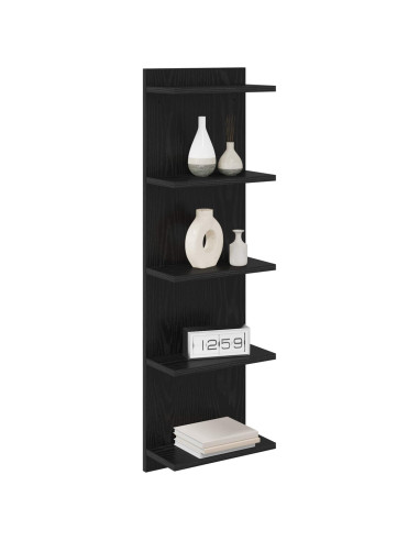 Scaffale da parete 2 pcs Rovere Nero 30 x 15 x 100 cm