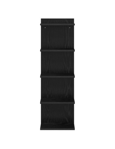 Scaffale da parete 2 pcs Rovere Nero 30 x 15 x 100 cm