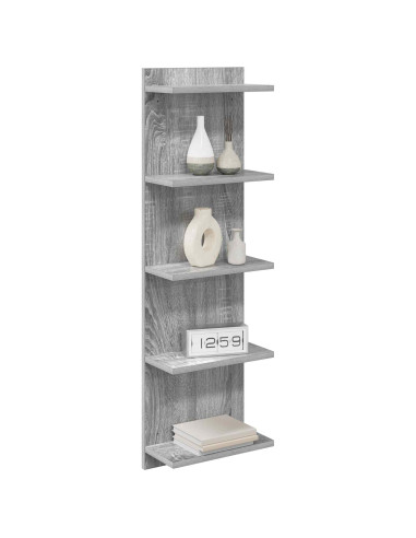 Scaffale da parete 2 pcs Sonoma grigio 30 x 15 x 100 cm