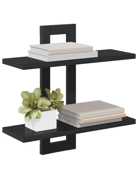 Scaffali flottanti Rovere Nero 40 x 15 x 40 cm