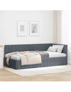 Cornice del letto ad angolo Grigio scuro 100 cm x 200 cm