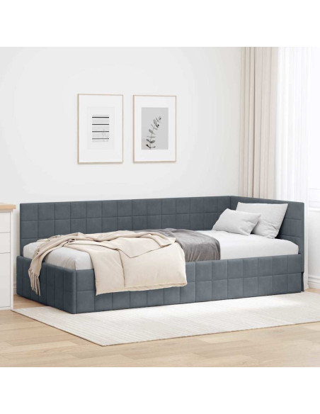 Cornice del letto ad angolo Grigio scuro 100 cm x 200 cm