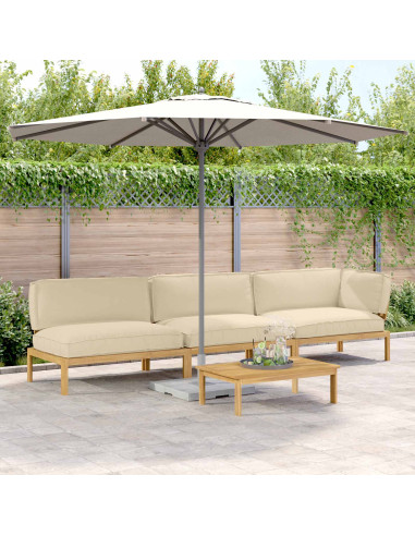 Set di divani con cuscino 4 pcs Beige Legno di Acacia Massello
