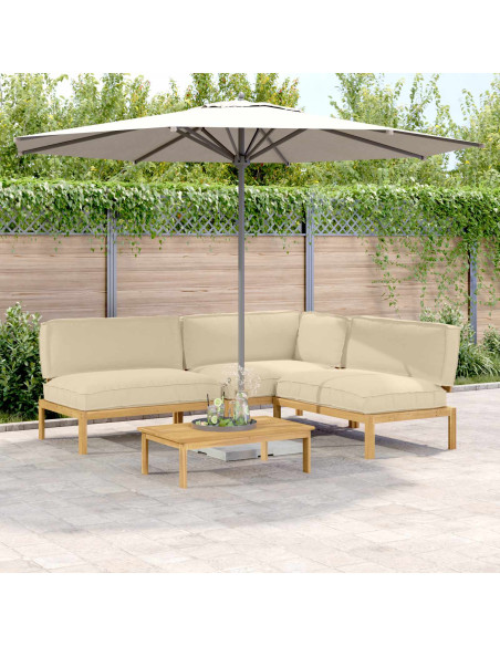 Set di divani con cuscino 4 pcs Beige Legno di Acacia Massello