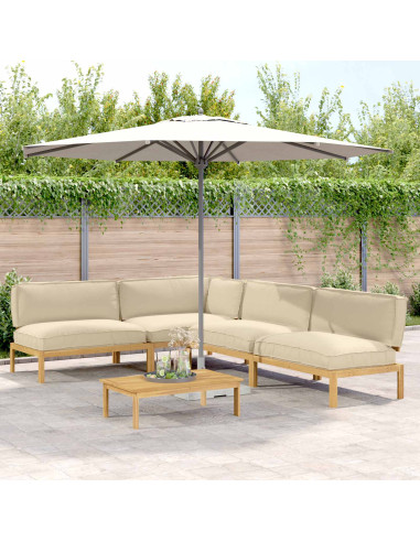 Set di divani con cuscino 5 pcs Beige Legno di Acacia Massello