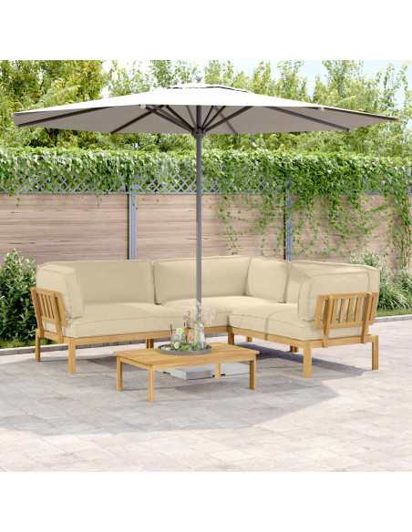 Set di divani con cuscino 4 pcs Beige Legno di Acacia Massello