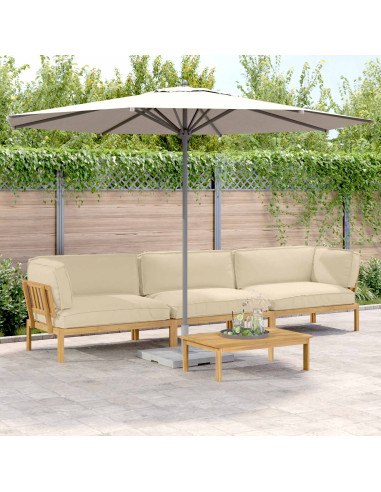 Set di divani con cuscino 4 pcs Beige Legno di Acacia Massello