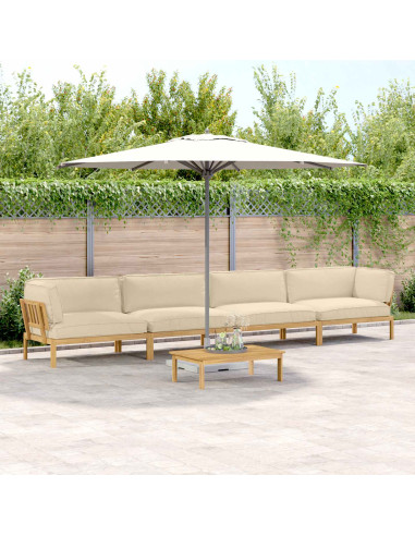 Set di divani con cuscino 5 pcs Beige Legno di Acacia Massello