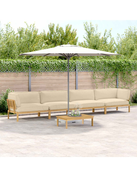 Set di divani con cuscino 5 pcs Beige Legno di Acacia Massello