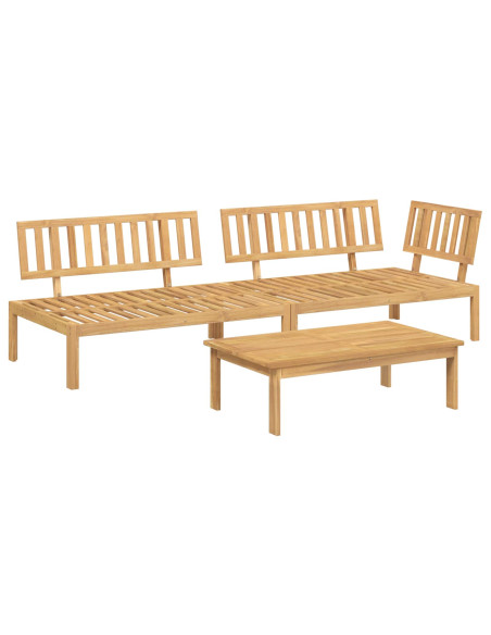 Set di divani con cuscino 3 pcs Beige Legno di Acacia Massello