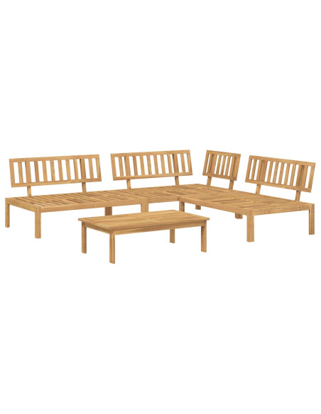 Set di divani con cuscino 4 pcs Beige Legno di Acacia Massello