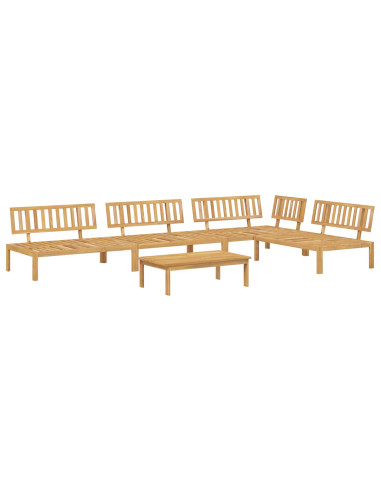 Set di divani con cuscino 5 pcs Beige Legno di Acacia Massello