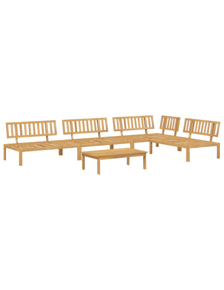 Set di divani con cuscino 5 pcs Beige Legno di Acacia Massello