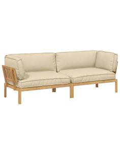 Set di divani con cuscino 2 pcs Beige Legno di Acacia Massello 2