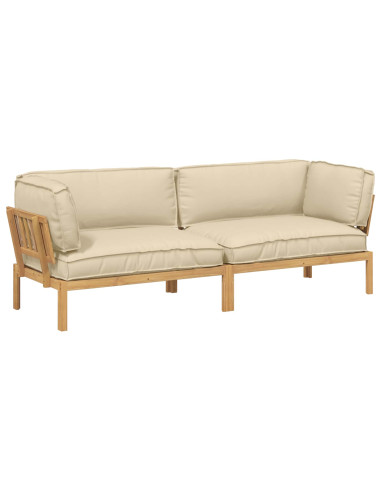 Set di divani con cuscino 2 pcs Beige Legno di Acacia Massello