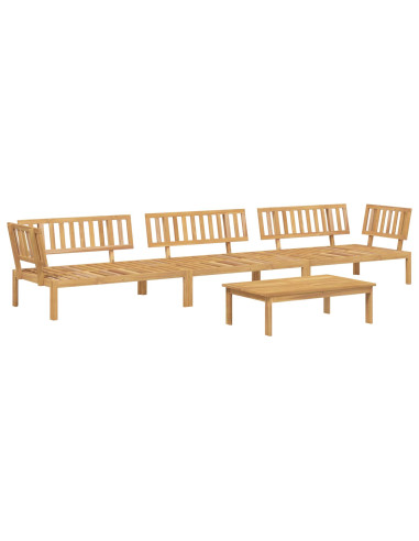 Set di divani con cuscino 4 pcs Beige Legno di Acacia Massello