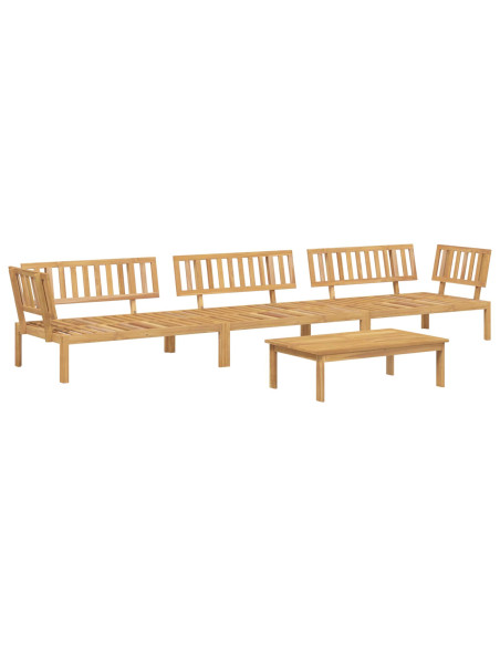 Set di divani con cuscino 4 pcs Beige Legno di Acacia Massello
