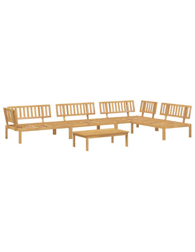Set di divani con cuscino 5 pcs Beige Legno di Acacia Massello