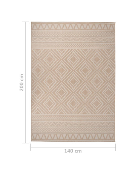 Tappeto da Esterni a Tessitura Piatta 140x200cm Strisce Marroni
