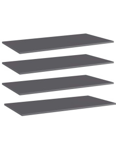 Ripiani per Libreria 4pz Grigio Lucido 100x50x1,5cm Multistrato