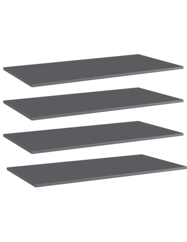 Ripiani per Libreria 4pz Grigio Lucido 100x50x1,5cm Multistrato