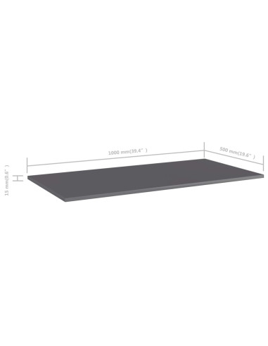 Ripiani per Libreria 4pz Grigio Lucido 100x50x1,5cm Multistrato