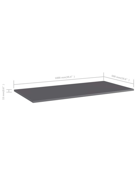 Ripiani per Libreria 4pz Grigio Lucido 100x50x1,5cm Multistrato