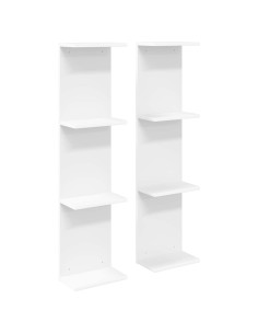Scaffale da parete 2 pcs Bianco 22 x 15 x 100 cm