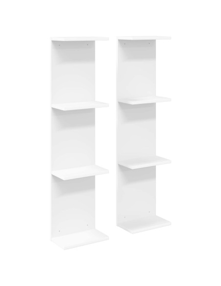 Scaffale da parete 2 pcs Bianco 22 x 15 x 100 cm