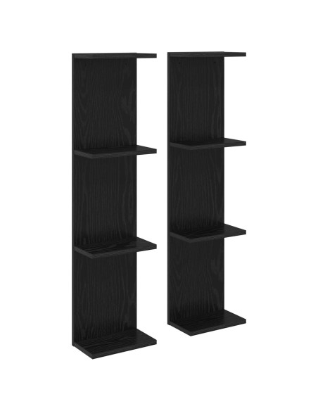 Scaffale da parete 2 pcs Rovere Nero 22 x 15 x 100 cm