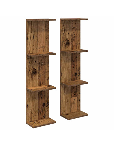 Scaffale da parete 2 pcs Legno antico 22 x 15 x 100 cm