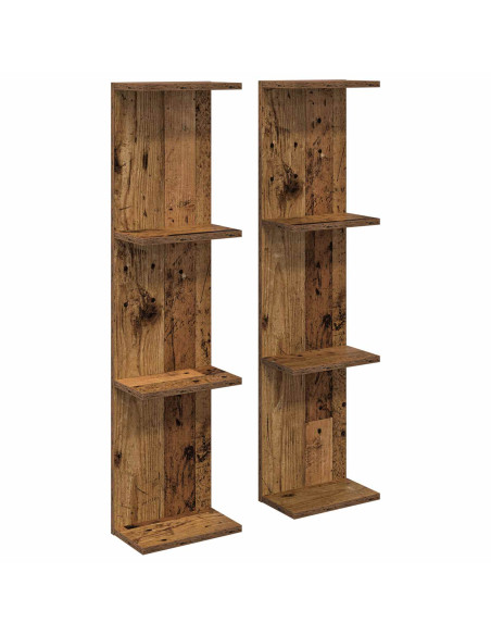 Scaffale da parete 2 pcs Legno antico 22 x 15 x 100 cm